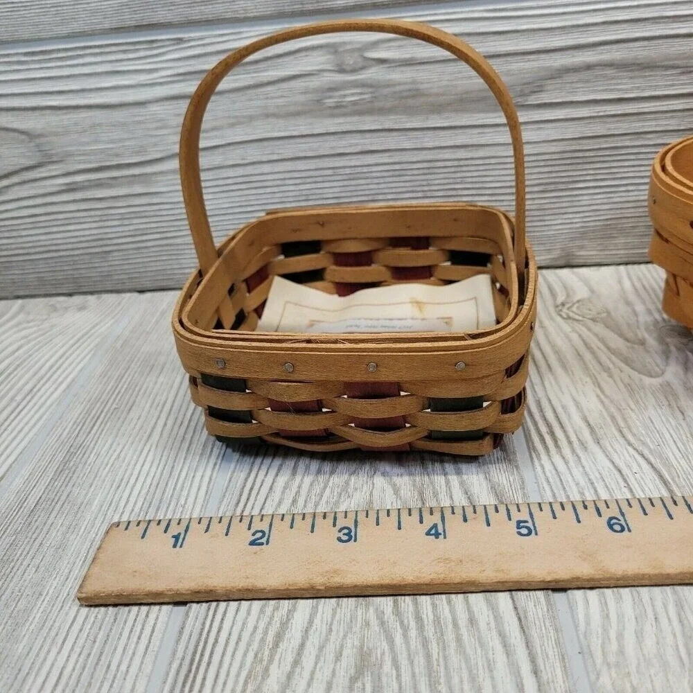Longaberger Baskets Set 2 1999 2003 Holiday Helper Horizon of Hope Red Green Vtg